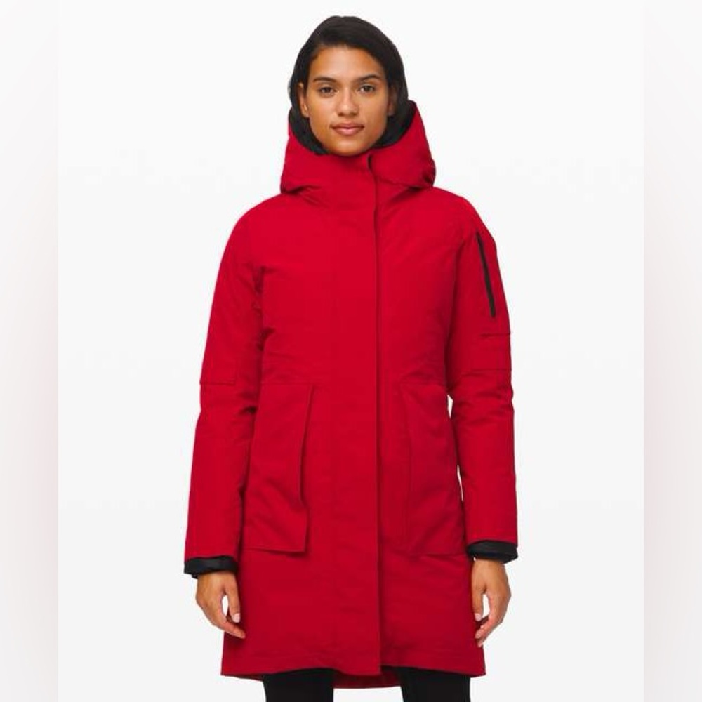 lululemon athletica Red Hooded Parka Coat